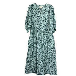 Universal Thread Maxi Dress Womens XS Light Blue Floral Renaissance Peasant V-N